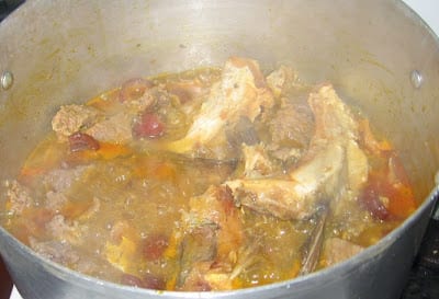 Boiling beef in stock 